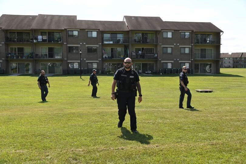 September 6, 2024: Harford County emergency officials outside Harborside Village apartments. A 15-year-old Joppatowne High School student is in serious condition after being shot in the chest Friday during a dispute in a school bathroom. (Lloyd Fox/Staff)